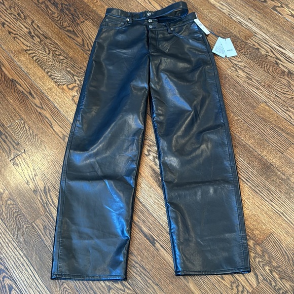 Agolde Broken Waistband Leather Pants NWT - Picture 7 of 10